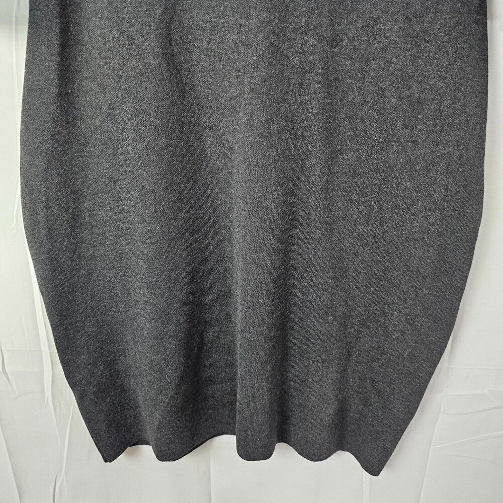 Roz & Ali Sweater Dress Womens XL Gray Bell Sleeve Scalloped Neck Knit Stretch - Picture 8 of 9
